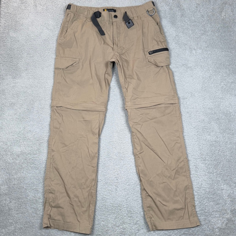 BC Clothing Mens Tan Convertible Cargo Hiking Pants Zip Off Legs L x 32 Outdoor